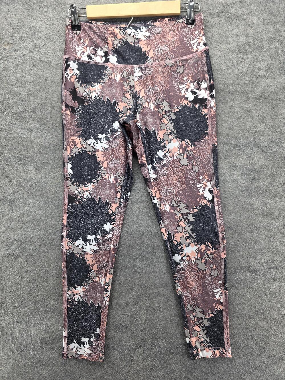 Jockey Leggings Womens S Pink Ankle Mid Rise Floral Knit Polyester Spandex